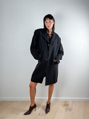 Italian Vintage Dark Gray Wool Coat
