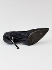 Gucci 2000s Black Monogram D-Ring Pointed Toe Pumps - EU 37C / US 6.5