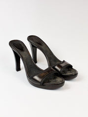 Gucci 2000s Black Leather Platform Mules - EU 40