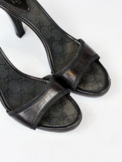 Gucci 2000s Black Leather Platform Mules - EU 40