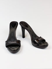 Gucci 2000s Black Leather Platform Mules - EU 40