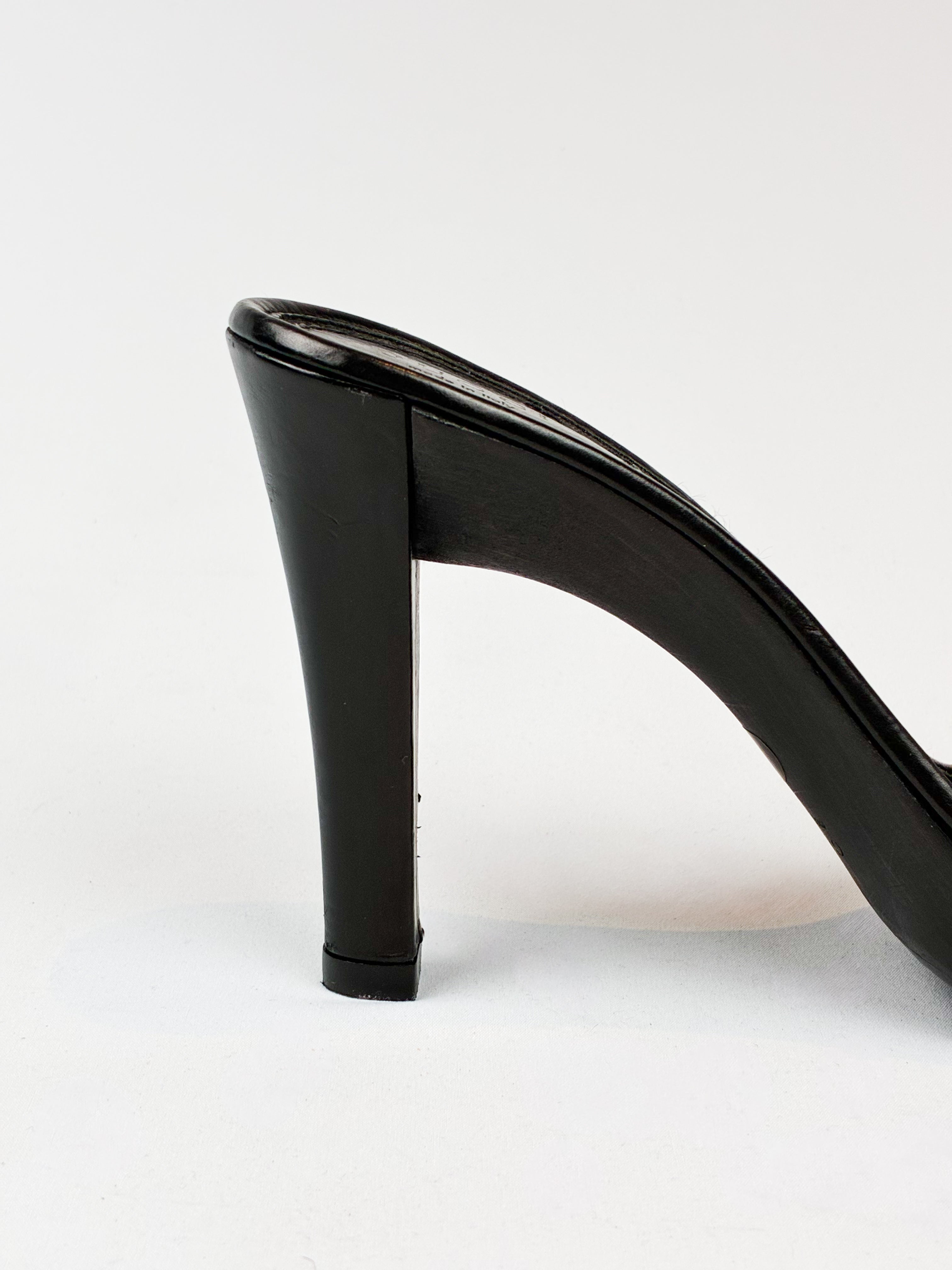 Gucci 2000s Black Leather Platform Mules - EU 40