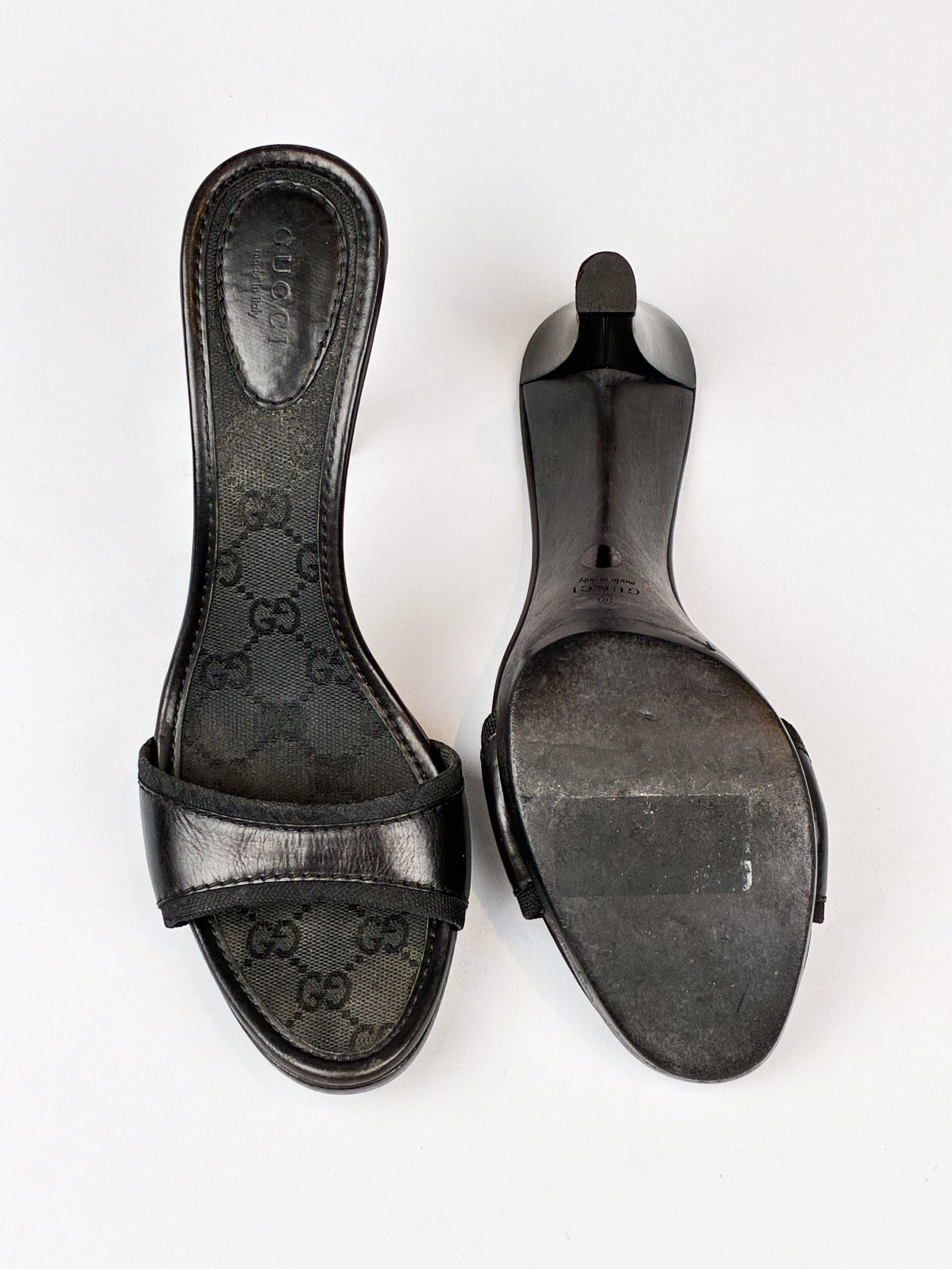 Gucci 2000s Black Leather Platform Mules - EU 40