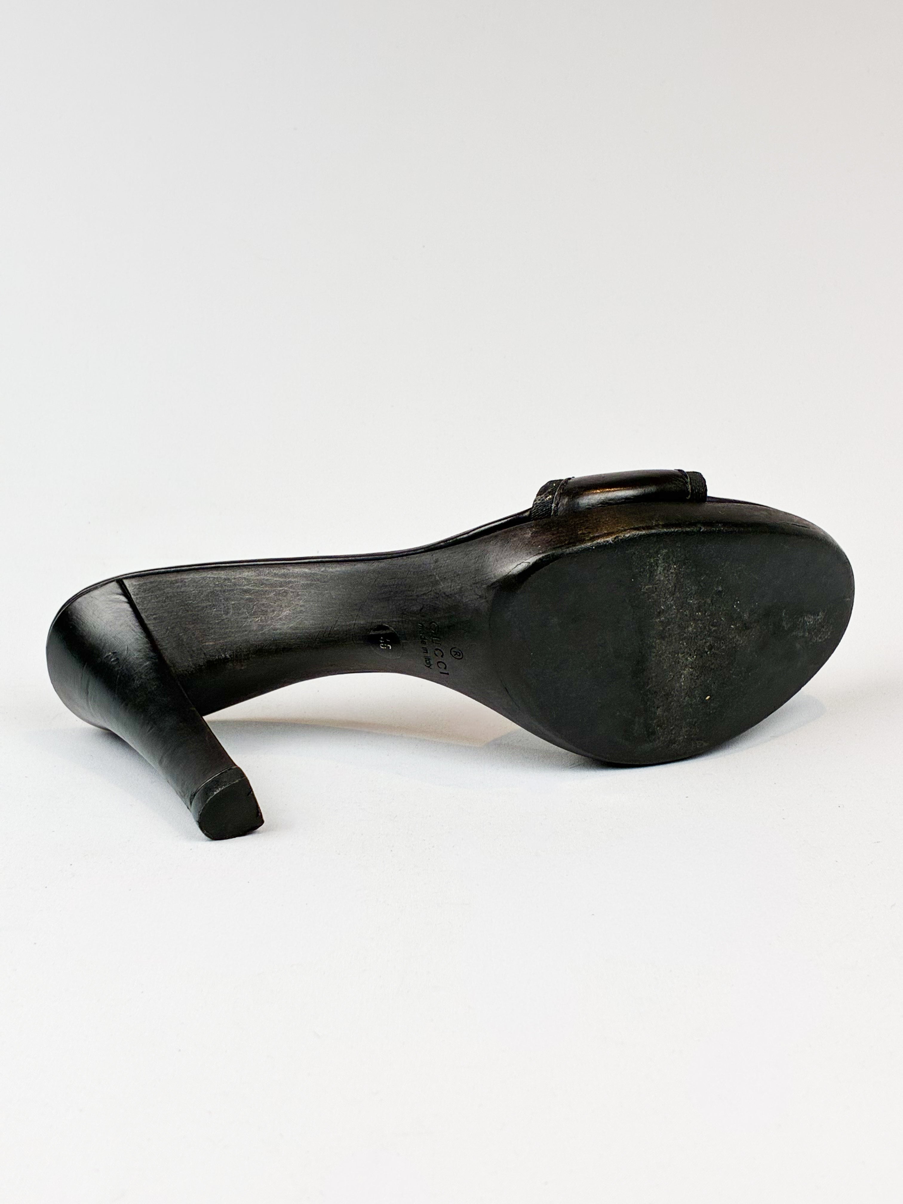 Gucci 2000s Black Leather Platform Mules - EU 40