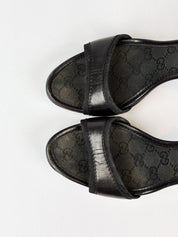 Gucci 2000s Black Leather Platform Mules - EU 40