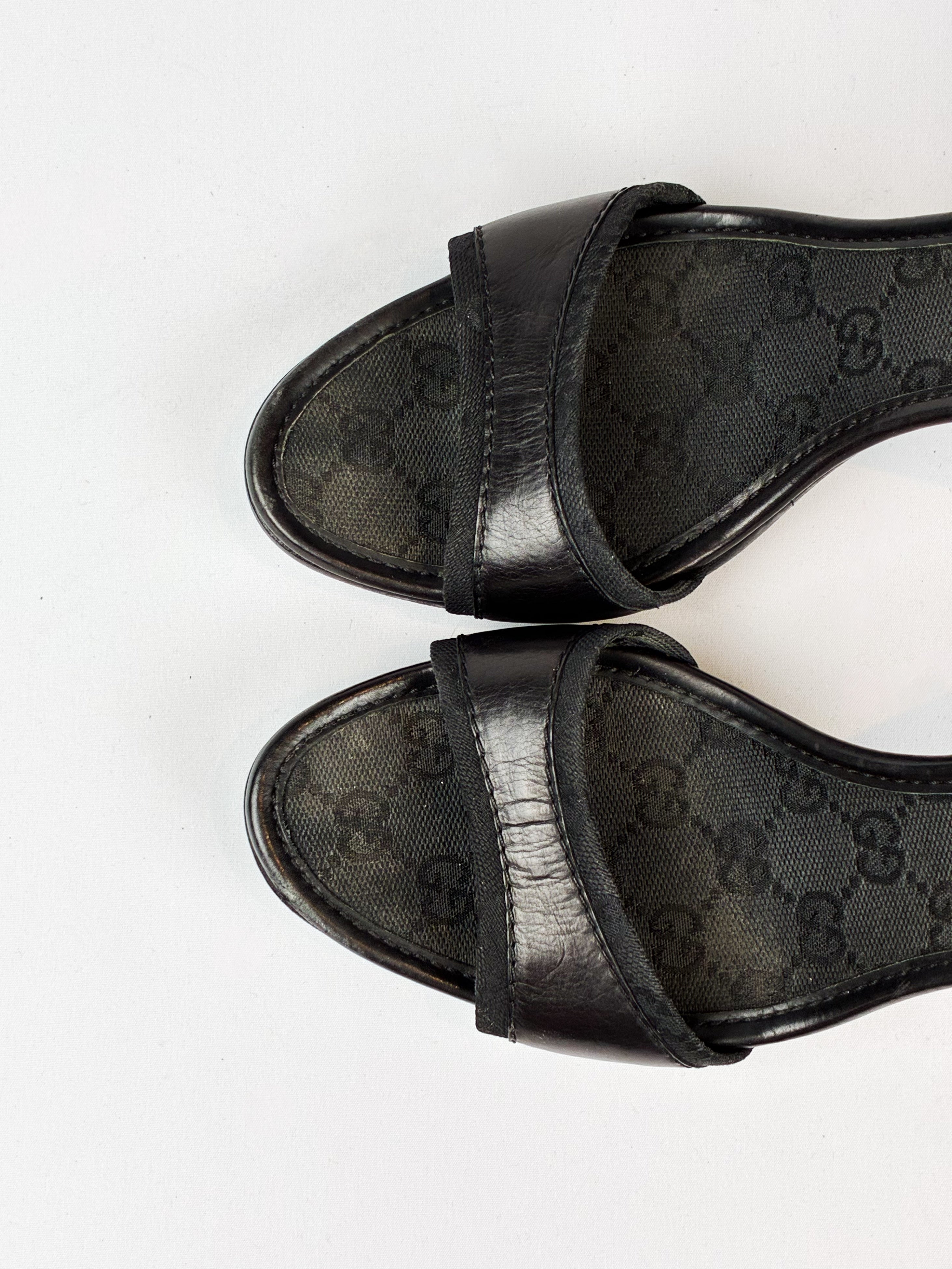 Gucci 2000s Black Leather Platform Mules - EU 40