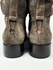 Twin-Set 2000s Grey Suede Buckle Slouch Boots - EU 39 / US 8.5