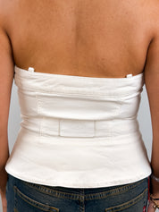 Fornarina 2000s White Denim Glitter Star Corset Top - M