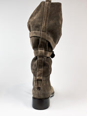 Twin-Set 2000s Grey Suede Buckle Slouch Boots - EU 39 / US 8.5
