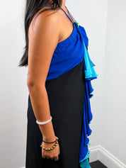 22 Maggio 2000s Black and Blue Ruffle Halter Dress - L