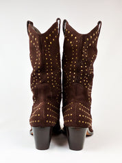 Kathy Van Zeeland 2000s Brown Suede Studded Western Boots - US 10