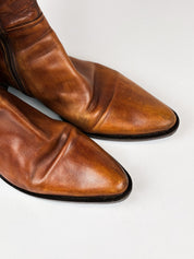 2000s Brown Leather Burnished Knee-High Boots - EU 40 / US 9