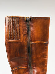 2000s Brown Leather Burnished Knee-High Boots - EU 40 / US 9