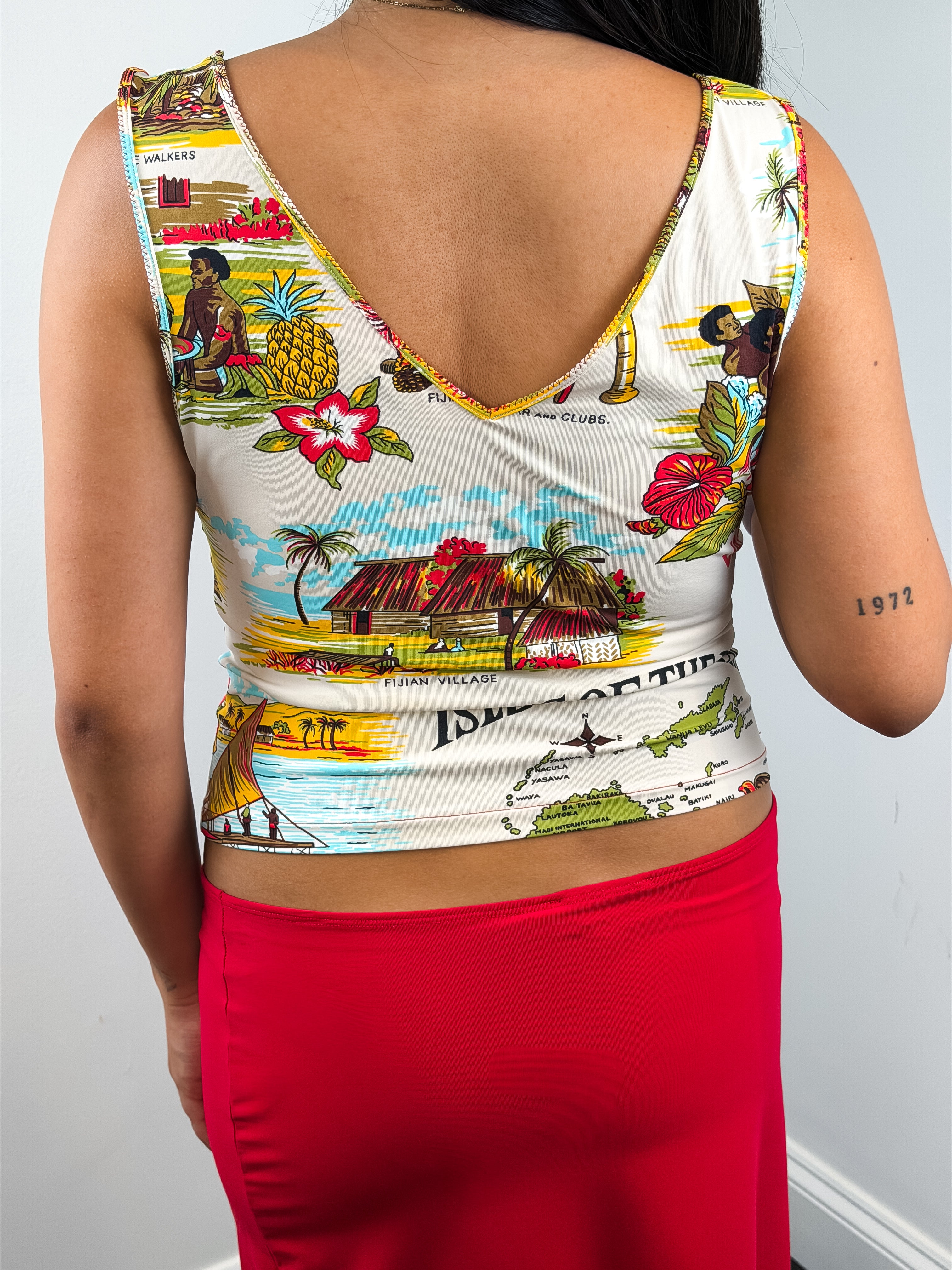 Blugirl Blumarine 2000s Isles of the Pacific Print Tank Top - S/M