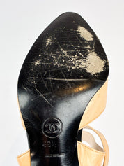 Chanel 2000s Beige and Black Cap Toe Slingback Heels - EU 38.5