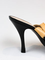 Chanel 2000s Beige and Black Cap Toe Slingback Heels - EU 38.5