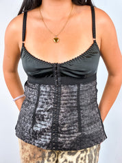 D&G Dolce & Gabbana 2000s Black Satin Corset Top - M