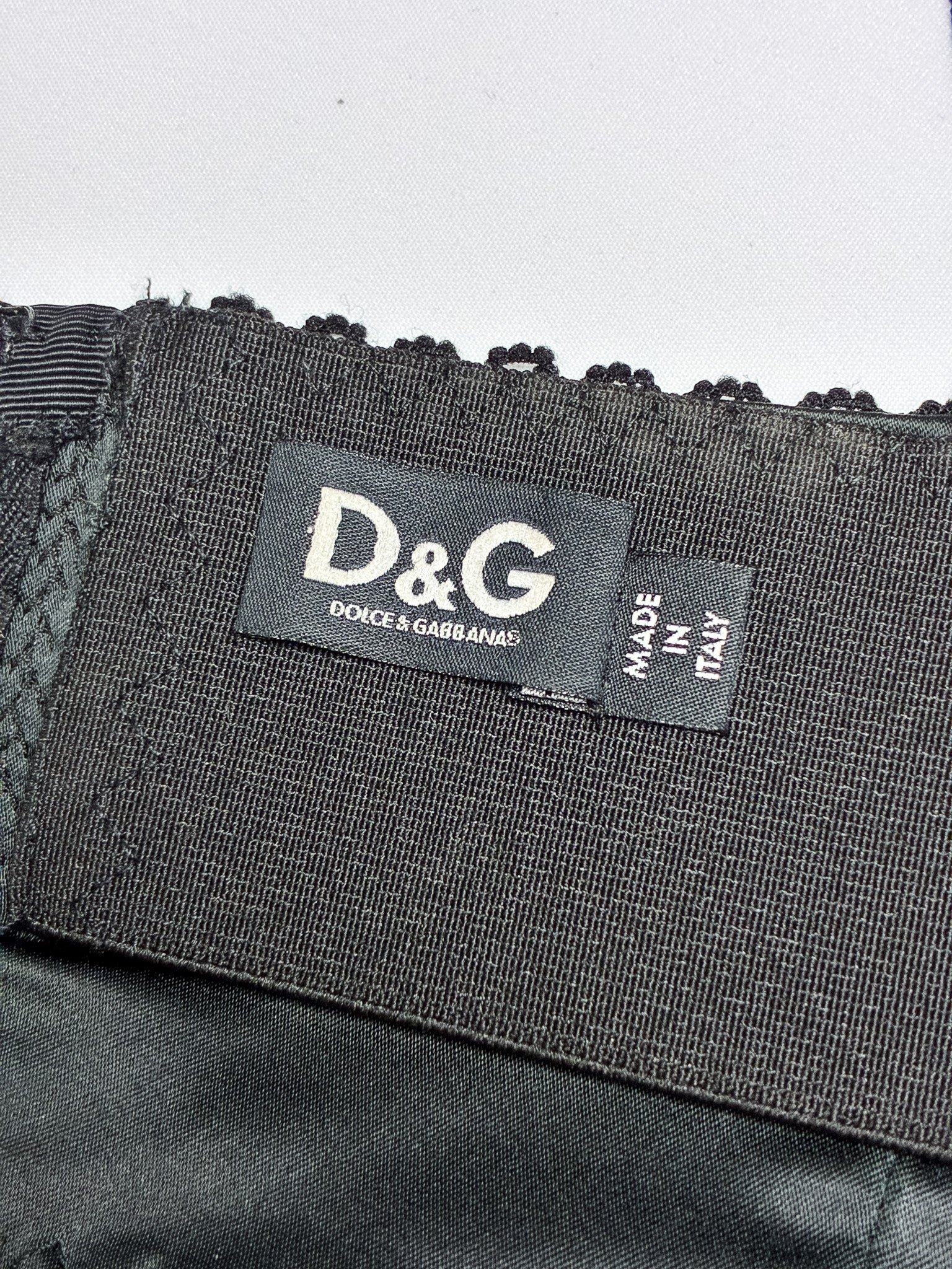 D&G Dolce & Gabbana 2000s Black Satin Corset Top - M