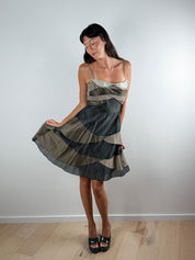 Gaetanonavarra Striped Layered Midi Dress Black & Brown