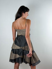 Gaetanonavarra Striped Layered Midi Dress Black & Brown