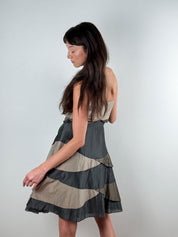 Gaetanonavarra Striped Layered Midi Dress Black & Brown