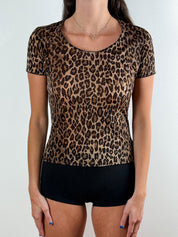Dolce & Gabbana 2002 Brown Leopard Print Stretch Tee