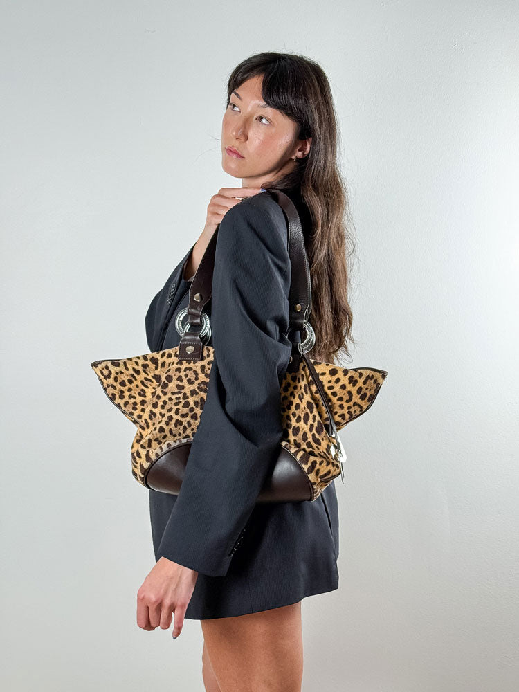Dolce & Gabbana 2000s Leopard Print Tote Bag in Calf Hair & Leather