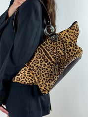 Dolce & Gabbana 2000s Leopard Print Tote Bag in Calf Hair & Leather