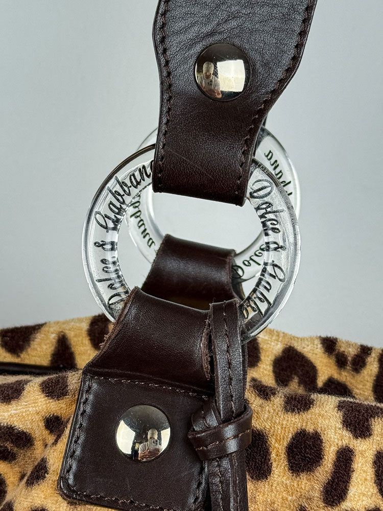 Dolce & Gabbana 2000s Leopard Print Tote Bag in Calf Hair & Leather