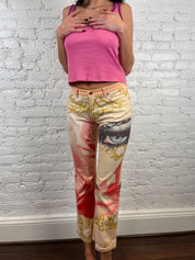 Roberto Cavalli 2001 Eye and Rose Printed Jeans