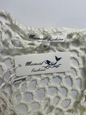 2000s Cream Silver Paillette Crochet Crop Top & Maxi Skirt Set - S/M