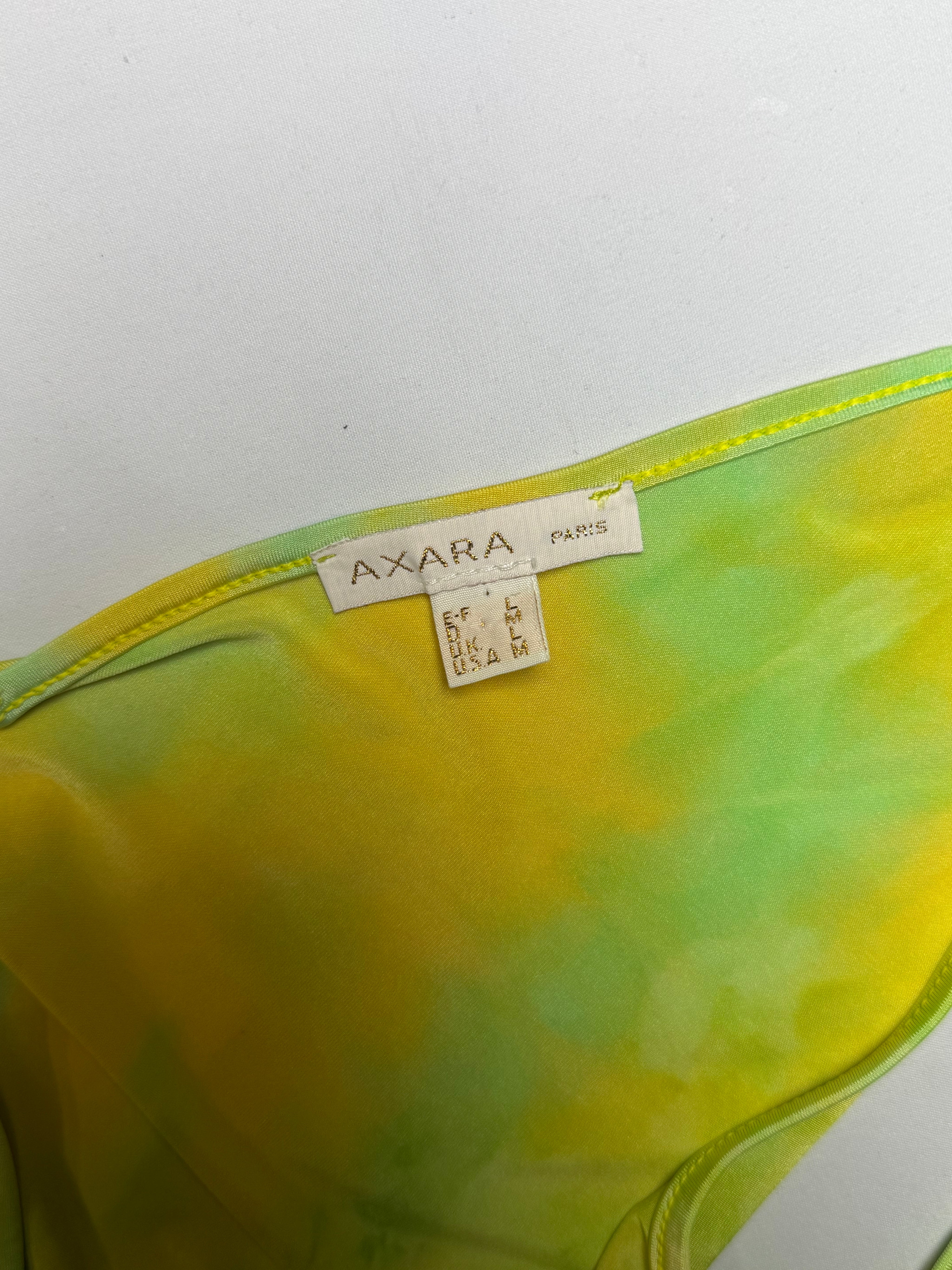 Axara Paris 2000s Green Tie-Dye Handkerchief Hem Mini Dress - M