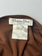 Christian Dior 2000s Brown Cherub Graphic V-Neck Tee - S