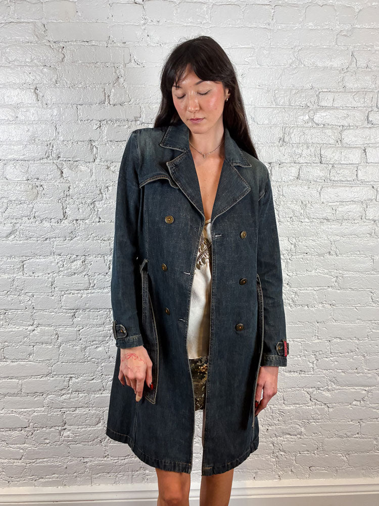 Miss Sixty 2000s Denim Trench Coat