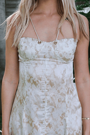Jean Paul Gaultier 2005 Floral White & Cream Mesh Midi Dress