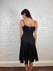 Derhy 2000s Black Embellished Midi Dress