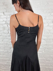 Derhy 2000s Black Embellished Midi Dress