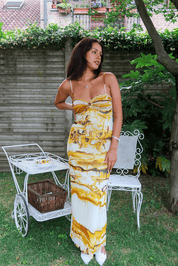 Jean Paul Gaultier Soleil 2000s Marble Gold Mesh Slip Dress