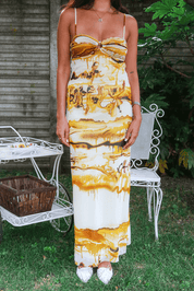 Jean Paul Gaultier Soleil 2000s Marble Gold Mesh Slip Dress