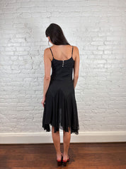 Derhy 2000s Black Embellished Midi Dress