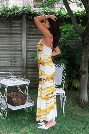 Jean Paul Gaultier Soleil 2000s Marble Gold Mesh Slip Dress