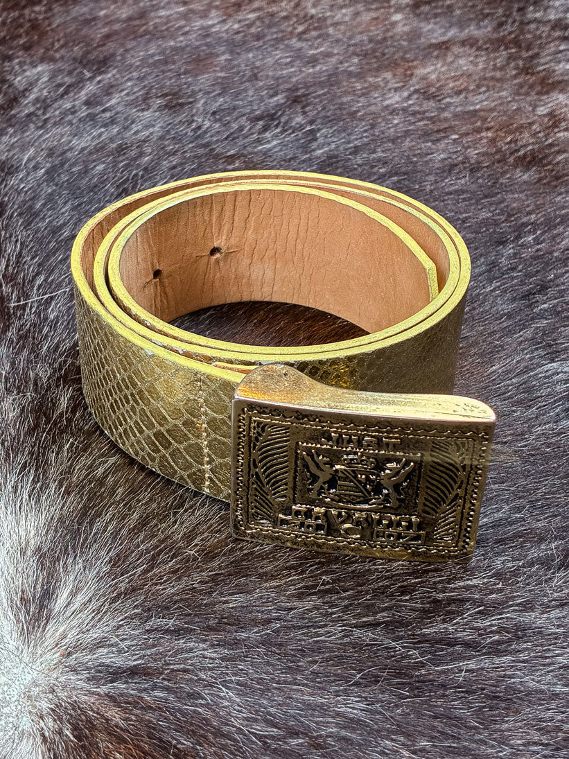 Just Cavalli Leather Snake Gold Skin Belt