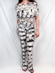 Miss Sixty 2000s Black & White Face Print Top & Flare Pants Set - S/M