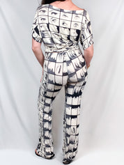 Miss Sixty 2000s Black & White Face Print Top & Flare Pants Set - S/M