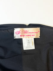 Blumarine Beachwear 2000s Black Ruched Halter Ruffle Hem Mini Dress - S/M