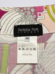 Patrizia Pepe Firenze 2000s Pink Psychedelic Floral Print Pleated Mini Skirt - XS/S