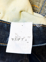Just Cavalli 2000s Distressed Dark Wash Flare Jeans with Leather Butterfly Patch - W30