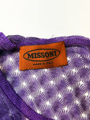 Missoni 2000s Purple Sheer Pointelle Knit Cap Sleeve Top - S-XL