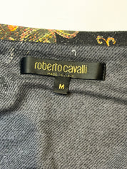 Roberto Cavalli 2000s Charcoal Paisley Print Long Sleeve Top - M/L