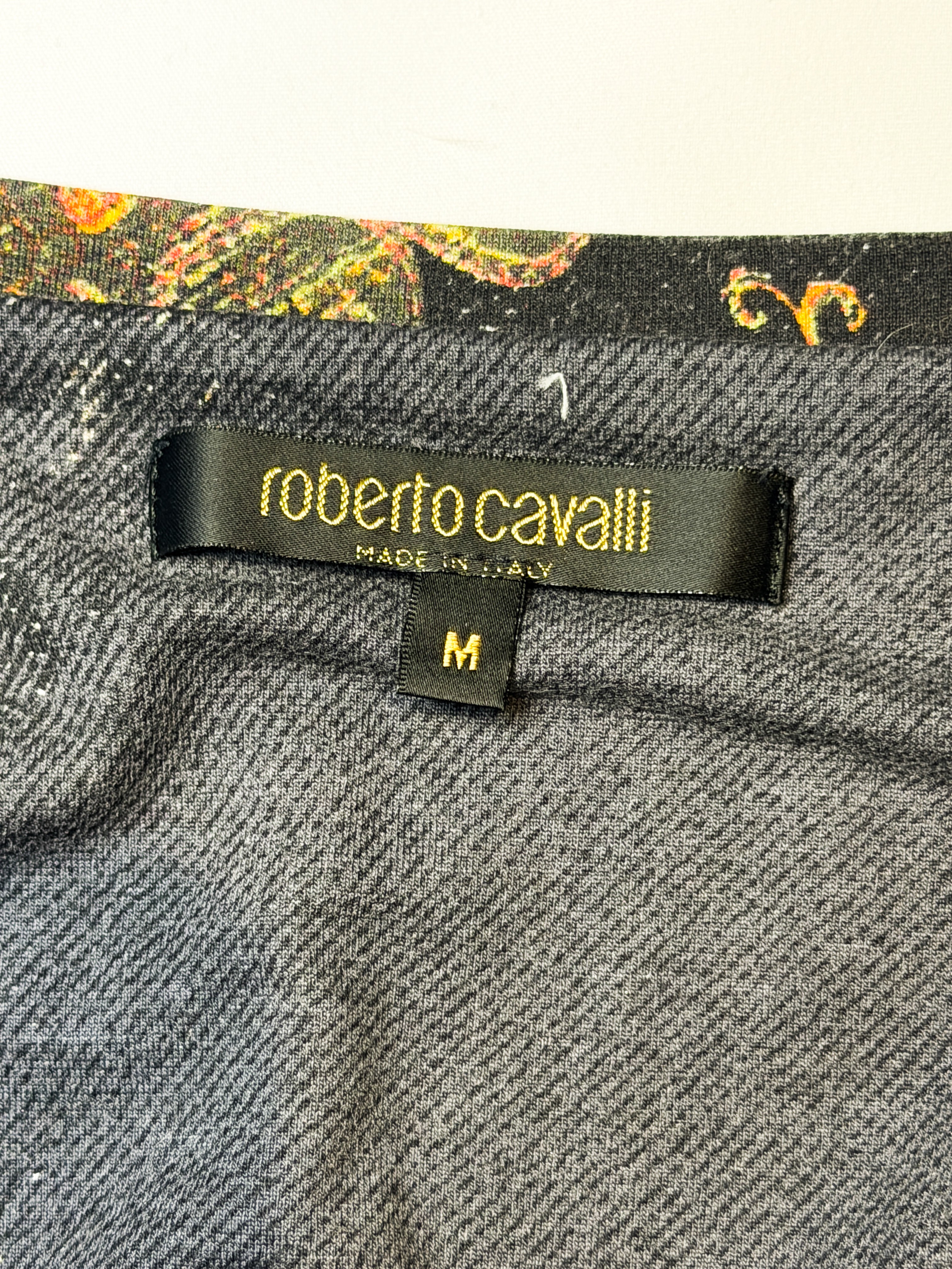Roberto Cavalli 2000s Charcoal Paisley Print Long Sleeve Top - M/L